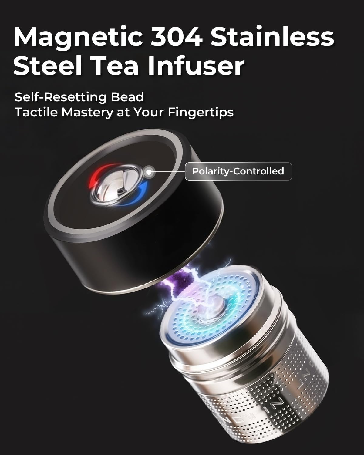 MagnaDrop Tea Tumbler – Double Wall Glass Tea Infuser Cup with Magnetic Steep Control & Bead Switch, Leakproof Travel Mug for Loose Leaf, 12.5oz