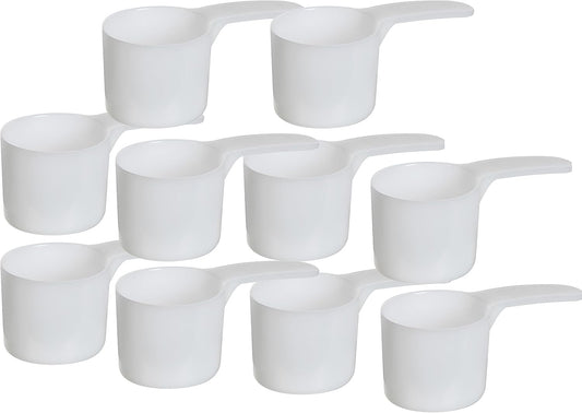 70 mL Plastic Measuring Packaging Scoop (=70 cc/ = 4.73 Tablespoon/ = 2.37 fl oz/ = 0.3 Cup), Meidum Handle - to Measure and Dispense Spices, Granules, Powders, for Seeds Packing (10)