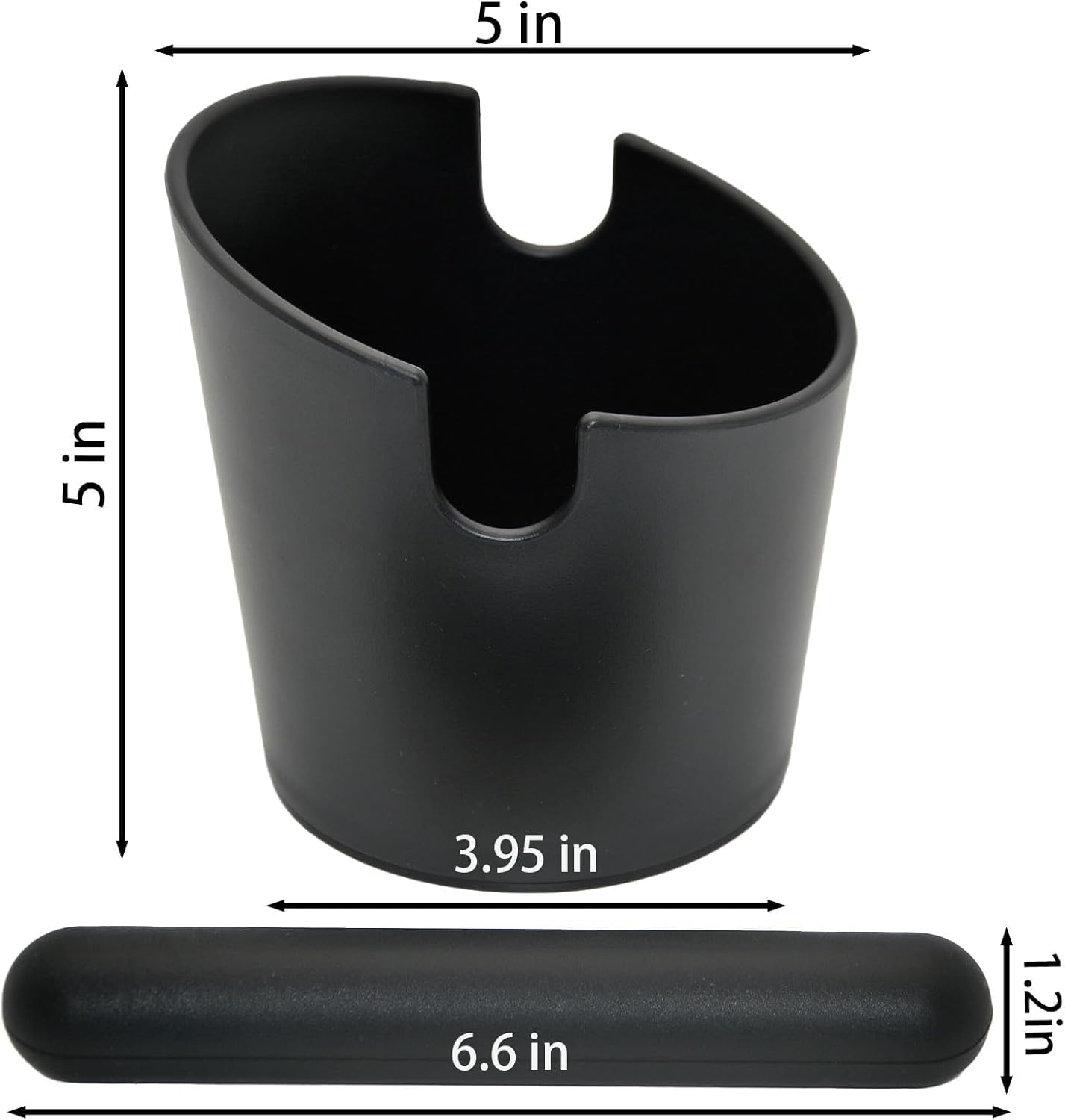 5 inch Coffee Knock Box Espresso Knock Box with a longer detachable Knocking Rod Shock-Absorbent Durable Non-Slip Base Espresso Machine Accessories Espresso Dump Bin for Home/Office