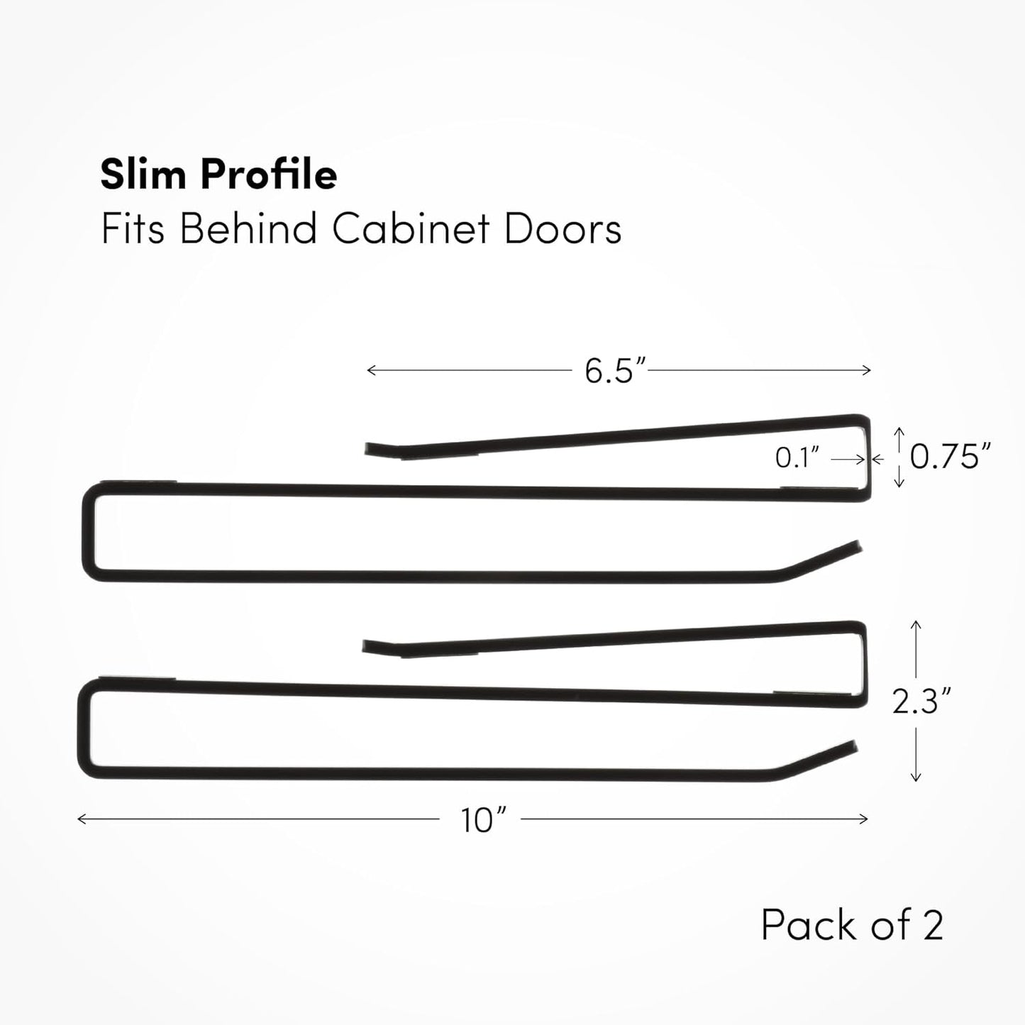 Coffee Mug Hanger for Cabinet, Clip-On Shelf, for Cups, Utensil, Tumbler Lid, Screwless Install (Pack of 2), Fits Shelves up to 3/4"
