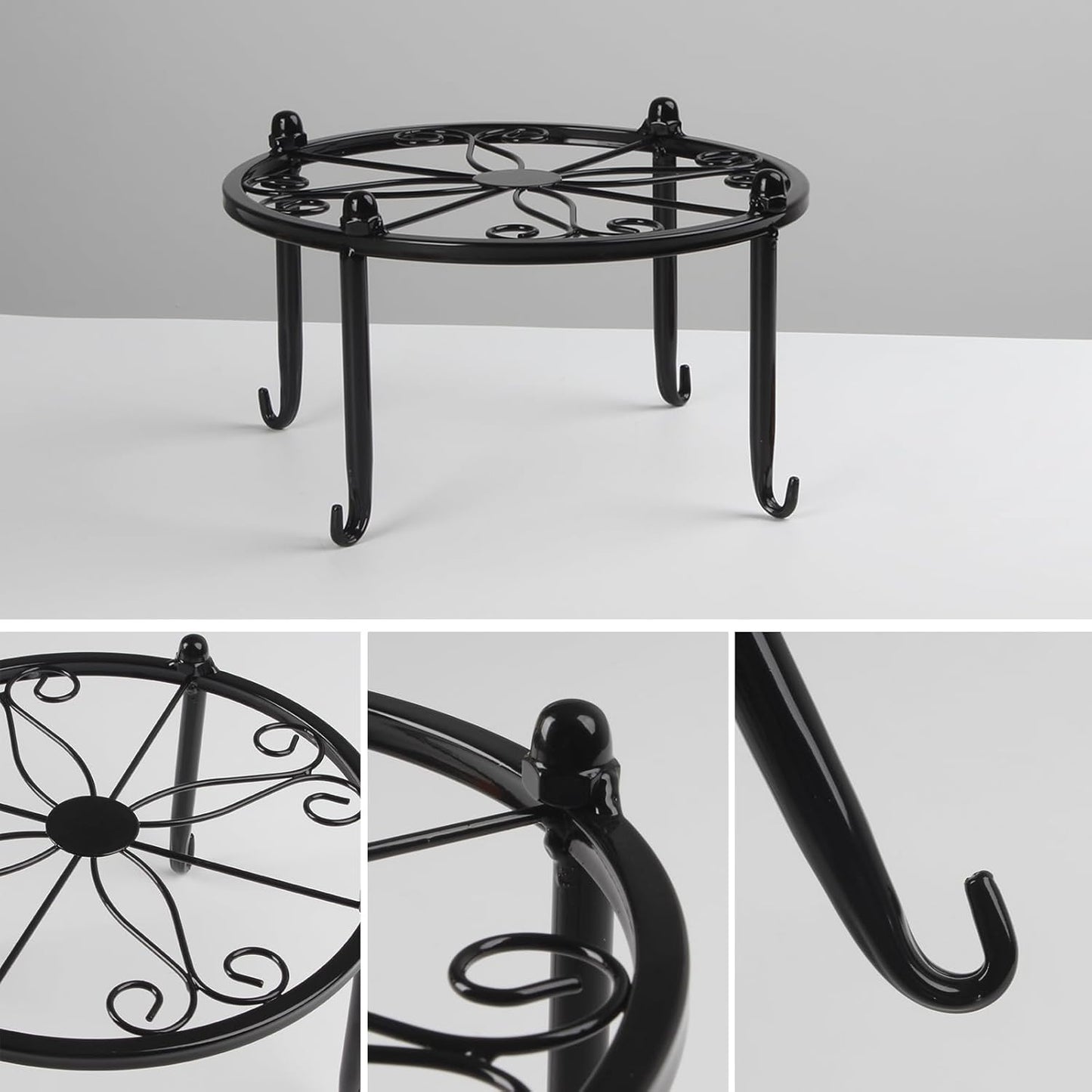 Heavy-duty Metal Beverage Drink Dispensers Stand, Drinking Crock Cold Water Glass Container Holder, Countertop Rack Base for Juice Lemonade Dispenser Mason Jar, Max Diameter 8", Black