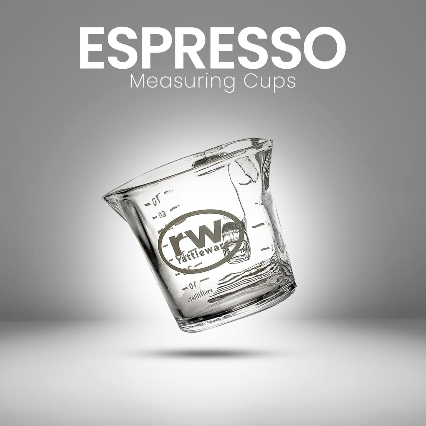 Rattleware 3 Oz Double Spouted Glass Espresso Shot Pitcher with Graduated Ml & Oz Markings Commercial-Grade Measuring Cup for Barista Precision and High-Volume Pouring