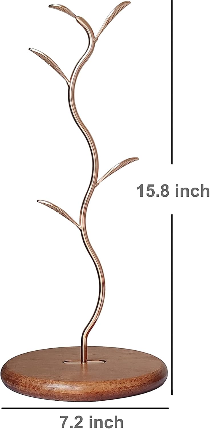 Coffee Mug Holder,Mug Tree for Counter,Mug Rack Countertop,Leaf Shaped Coffee Tea Cup Mug Holder Stand for Countertop,Perfect Coffee Bar Accessory & Kitchen Home Organizer Gold