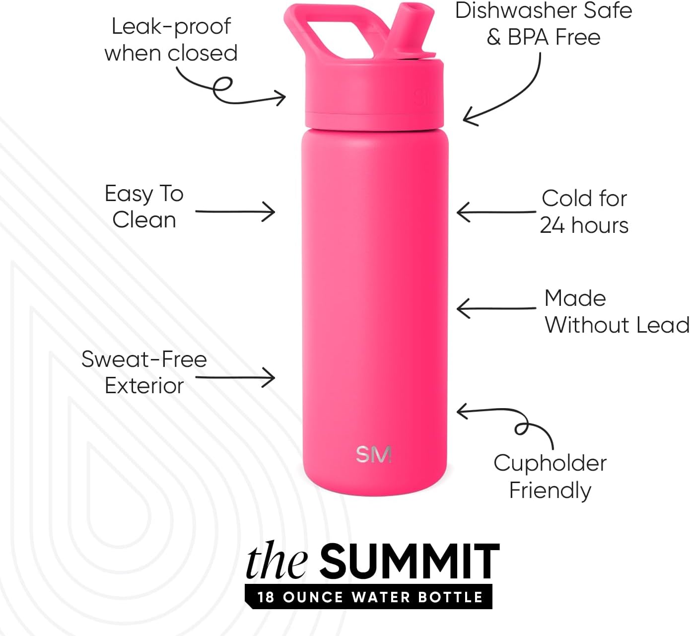 Simple Modern Kids Water Bottle with Straw Lid | Vacuum Insulated Stainless Steel Metal | Reusable Leak Proof BPA-Free Thermos for School | Summit Collection | 18oz, Malibu