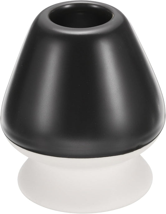 HARFINGTON Ceramic Chasen Stand 73mm Matcha Whisk Holder Teas Set Whisks Stand Traditional Matcha Tea Chasen Holder Tea Set Accessories for Tea Tasting, Black White