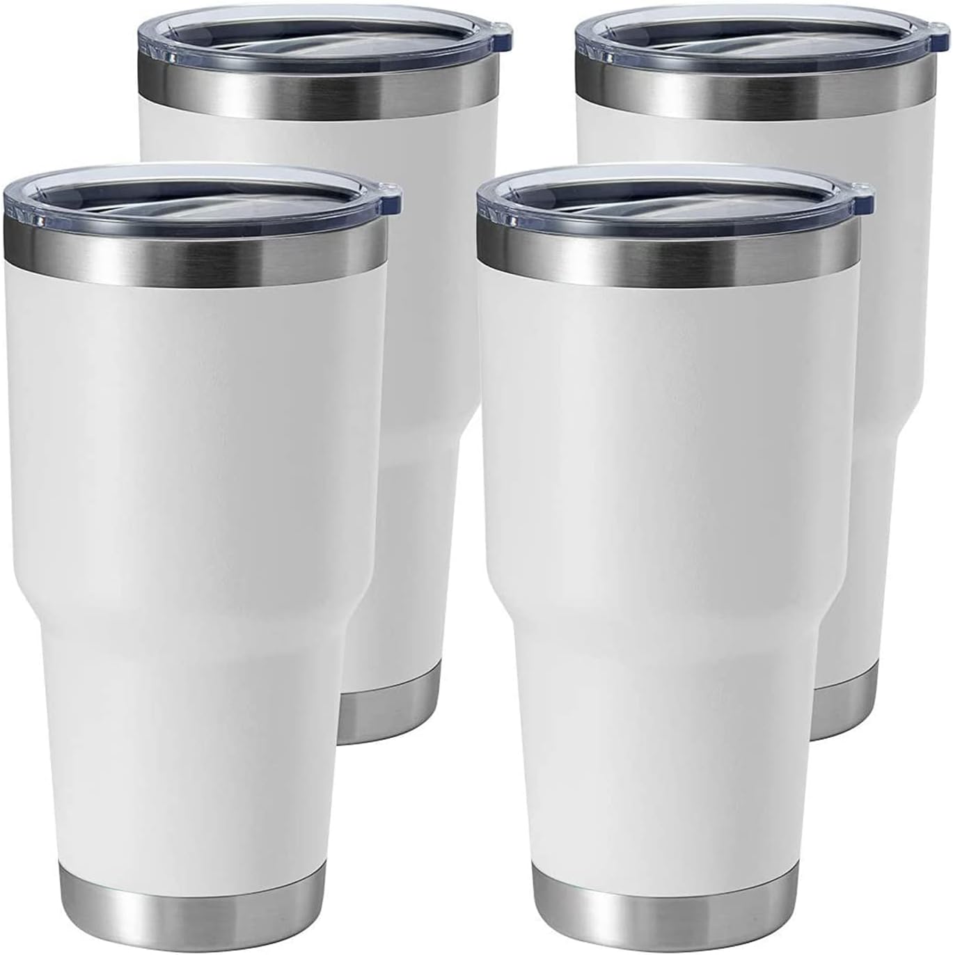 HASLE OUTFITTERS 30oz Stainless Steel Tumbler, Double Wall Vacuum Insulated Travel Mug Tumbler, Durable Insulated Coffee Mug, Gift Box Set (White, 4)