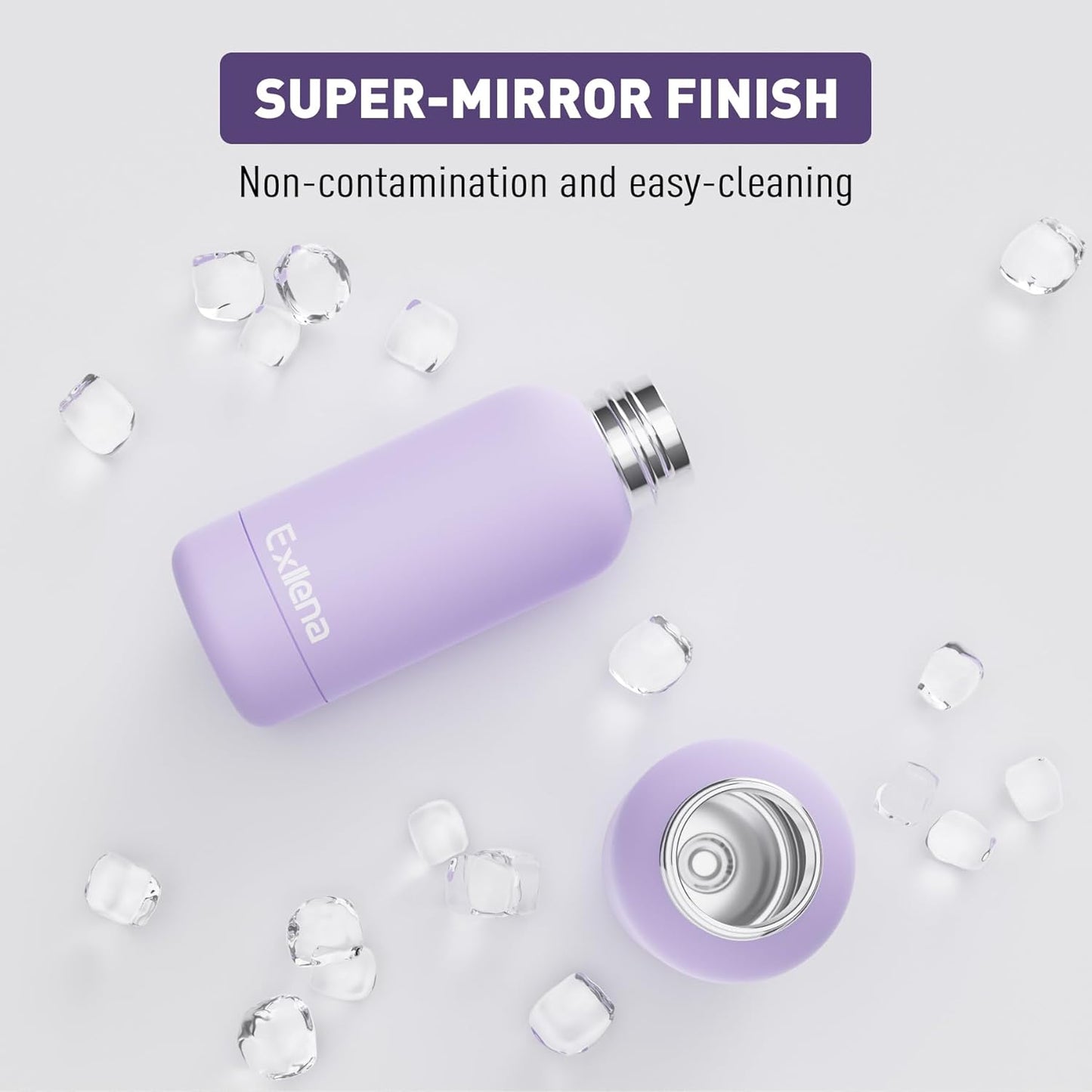 Small Water Bottle 12oz with Clip, Double Wall Stainless Steel Vacuum Small Insulated Water Bottle Keeps Drinks Cold 24 Hrs/Hot 12 Hrs for Kids Handbag School BPA Free (Purple)