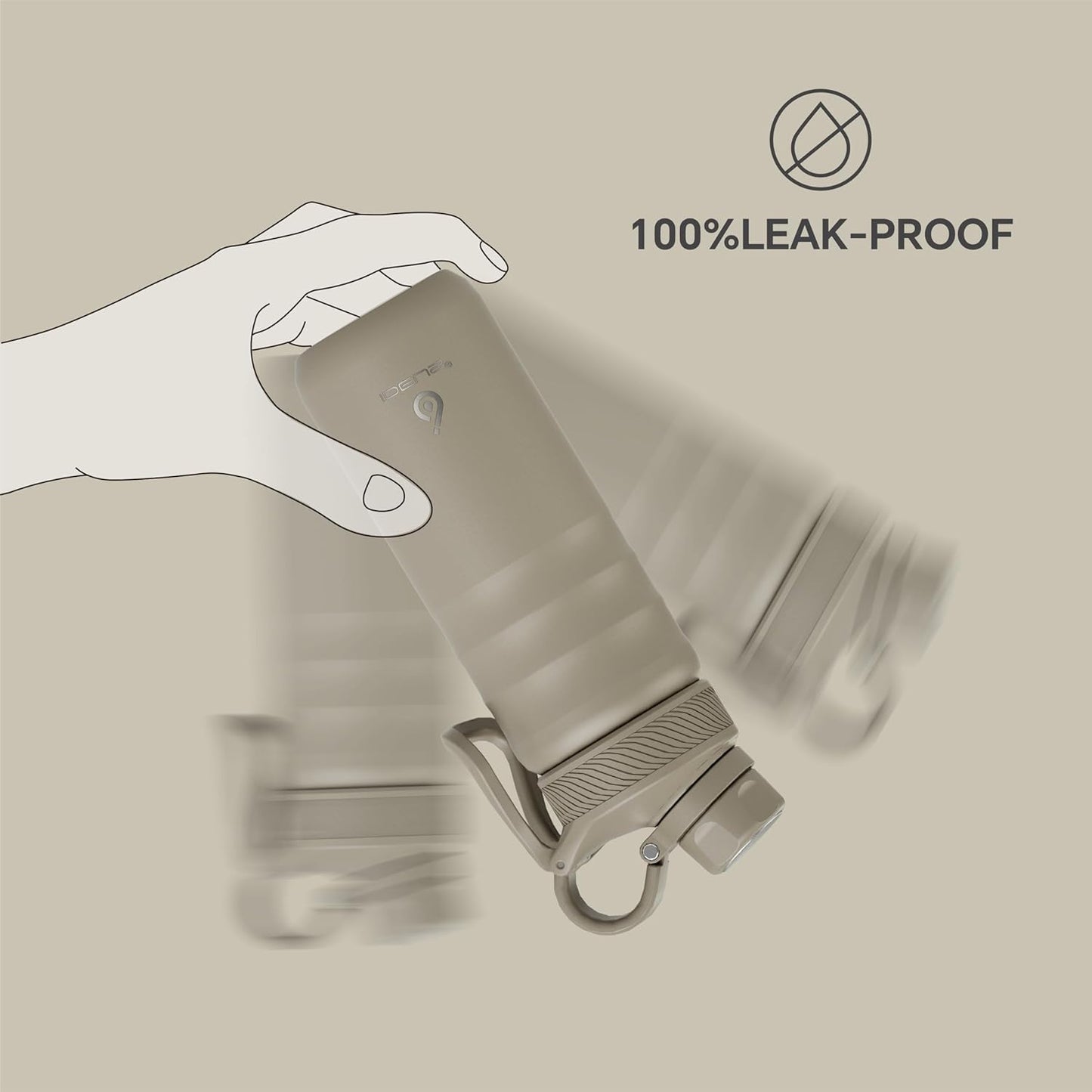 IDEUS Insulated Stainless Steel Water Bottle with 2 Leak-Proof Lids, Thermal Water Flask for Hiking Biking, 18oz, Celadon