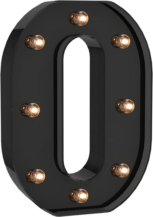 Foaky Black LED Letter Lights for Room Decor - Bedroom Wall Decor, Alphabet Lights for Home, Wedding, Party - Battery Operated （O）