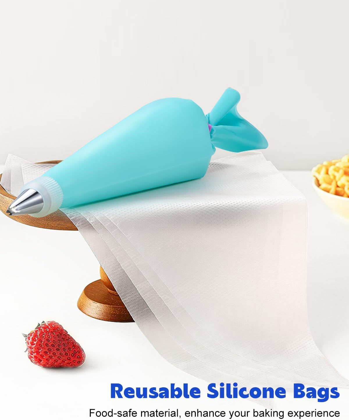 176PCS Piping Bags and Tips Set, Includes 150pcs 12 Inch Anti Burst Piping Bags, 1 Reusable Pastry Bags, 12 Piping Tips, 8 Icing Bags Ties, 3 Cake Scrapers and 2 Couplers