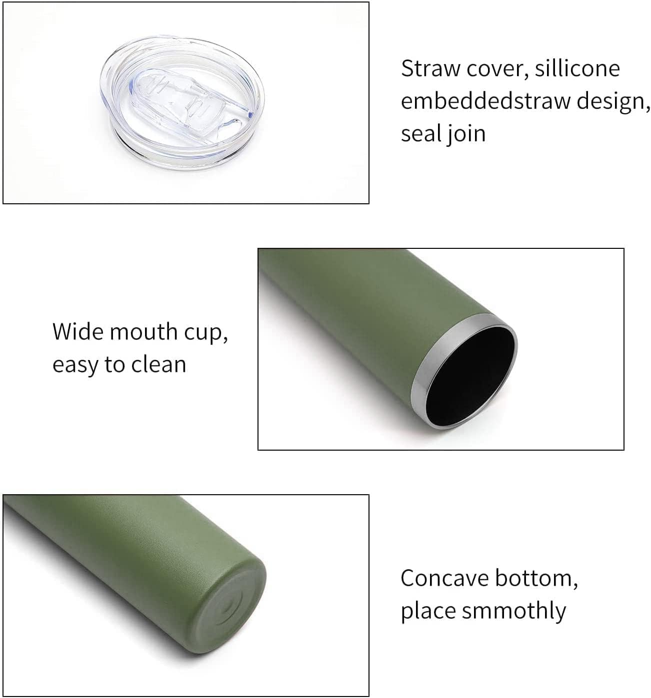 HASLE OUTFITTERS 20 oz Skinny Tumblers Bulk Set, Stainless Steel Insulated Slim Tumblers with Lids, Reusable Double Wall Travel Coffee Mugs, Durable Powder Coated Travel Water Cups(Army Green, 12)