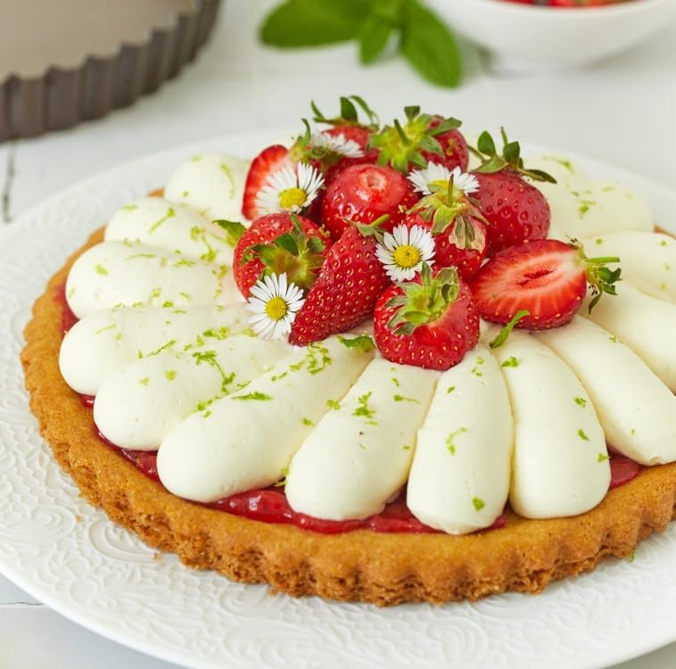 Paderno World Cuisine 9.5 Inch Fluted Non-Stick Tart Pan with Removable Bottom