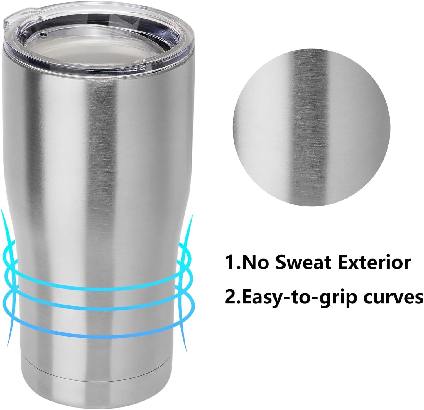 DOMICARE 20oz Tumbler with Lid Stainless Steel Tumblers Bulk, Double Wall Vacuum Insulated Coffee Travel Mug, 8 Pack Stainless Steel