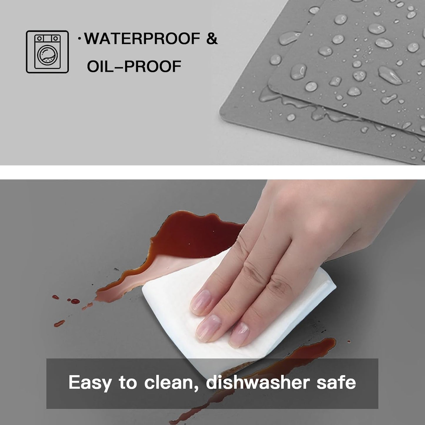 Silicone Mats for Kitchen Counter, 47.3"x23.6"x0.08" Largest Heat Resistant Mat Kitchen Island 2MM Thick Waterproof Countertop Protector Mat Nons-slip Extra Large Counter Mat (Light Gray)