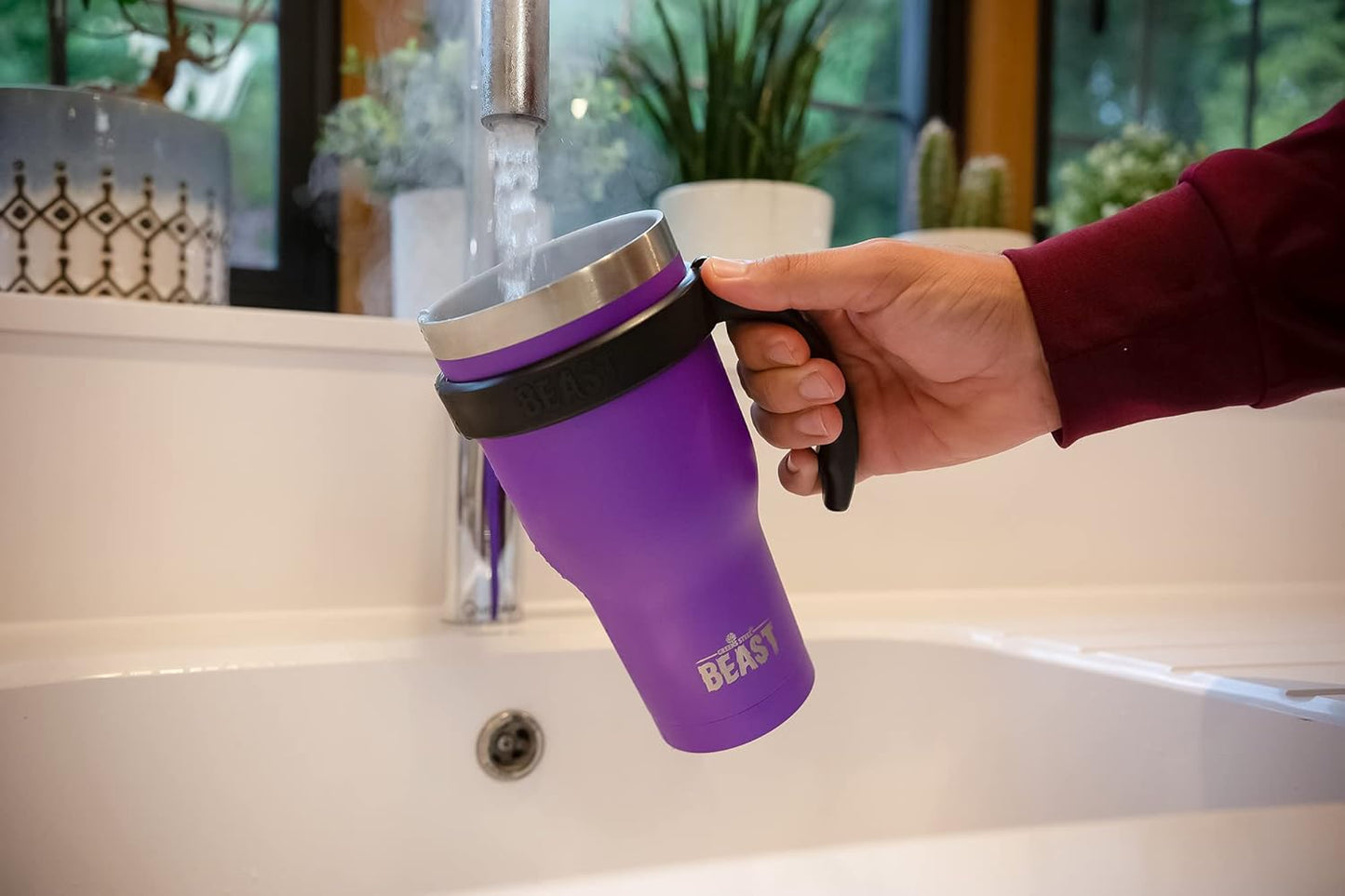 Beast 40 oz Tumbler Stainless Steel Vacuum Insulated Coffee Ice Cup Double Wall Travel Flask (Purple)