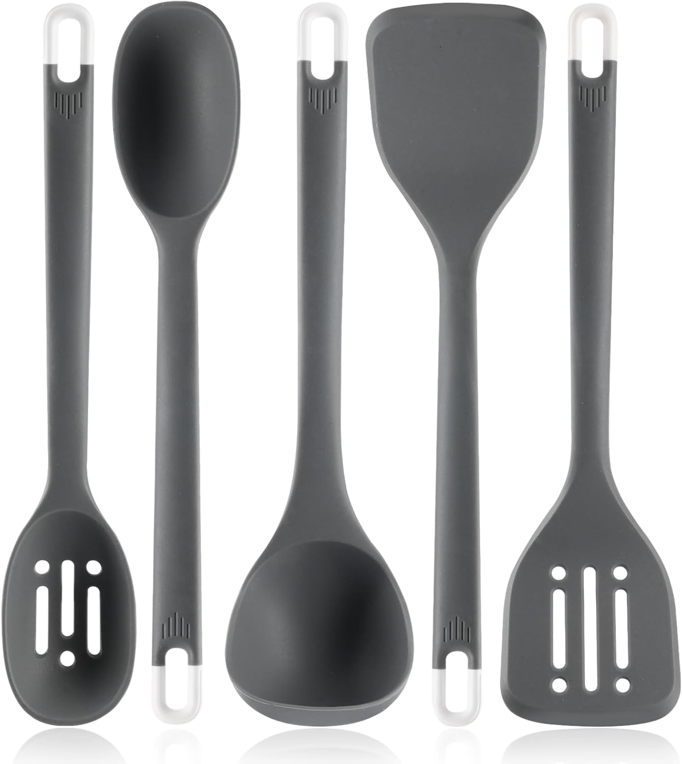 Silicone Kitchen Cooking Utensils Set: MOACC Heat Resistant 13inch Long Kitchen Gadgets, BPA Free Non Stick Rubber Cook Accessories For Food Prep, Frying, Serving, Basting (Dark Grey)