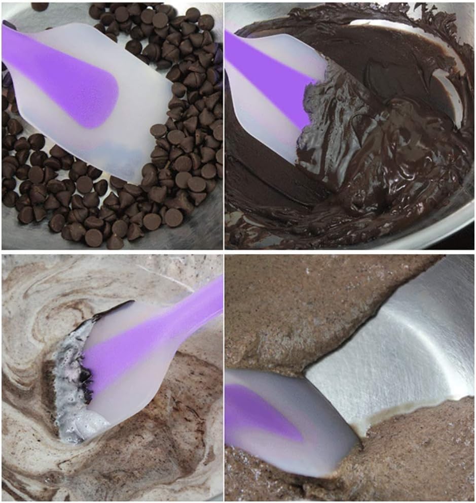 Silicone Spatulas Set of 4 - Heat Resistant Non-Stick Flexible Rubber with Solid Stainless Steel Core Kitchen Essential Gadget Premium Scraper Spoon Set - Seamless, Dishwasher Safe, 2 Size