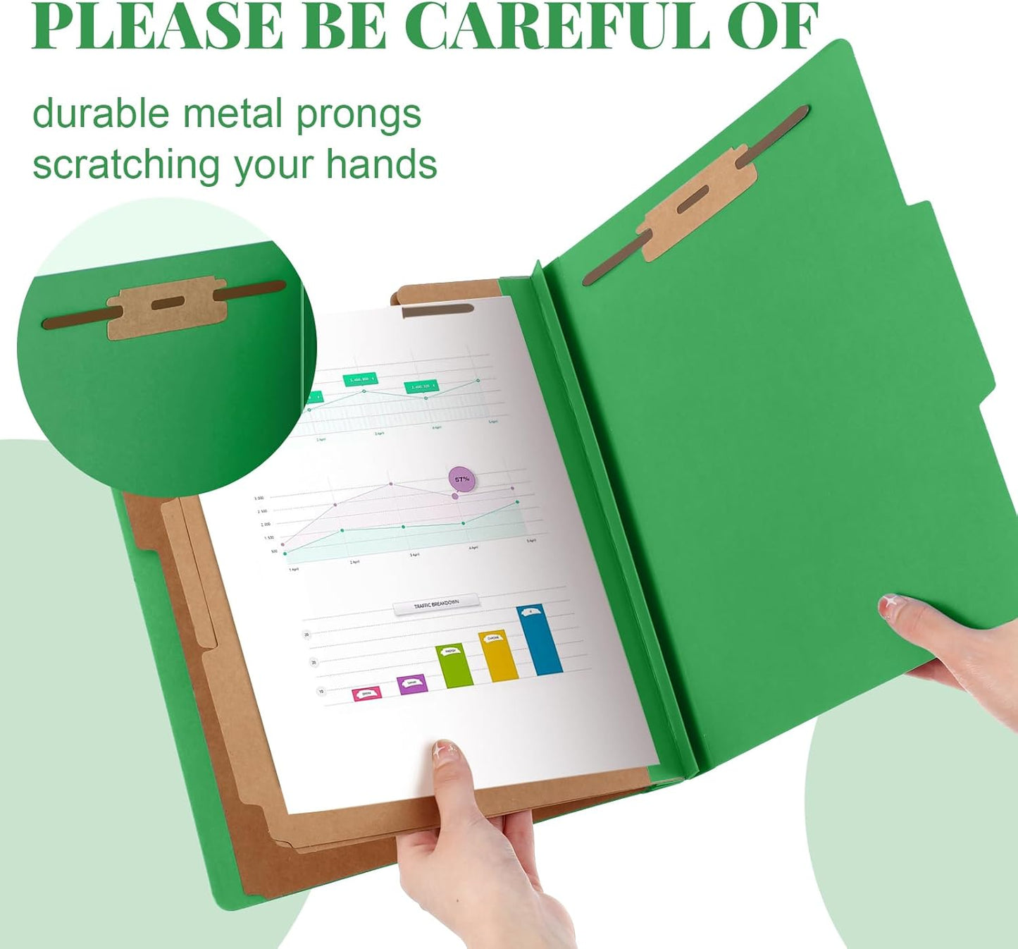 36 Pcs Classification Folders Letter Size, Back to School Supply for Teacher, Student, 3 Dividers Pressboard File Folder Bulk with 2 Fasteners, 3.5 Inch Expanding File Organizer (Green)