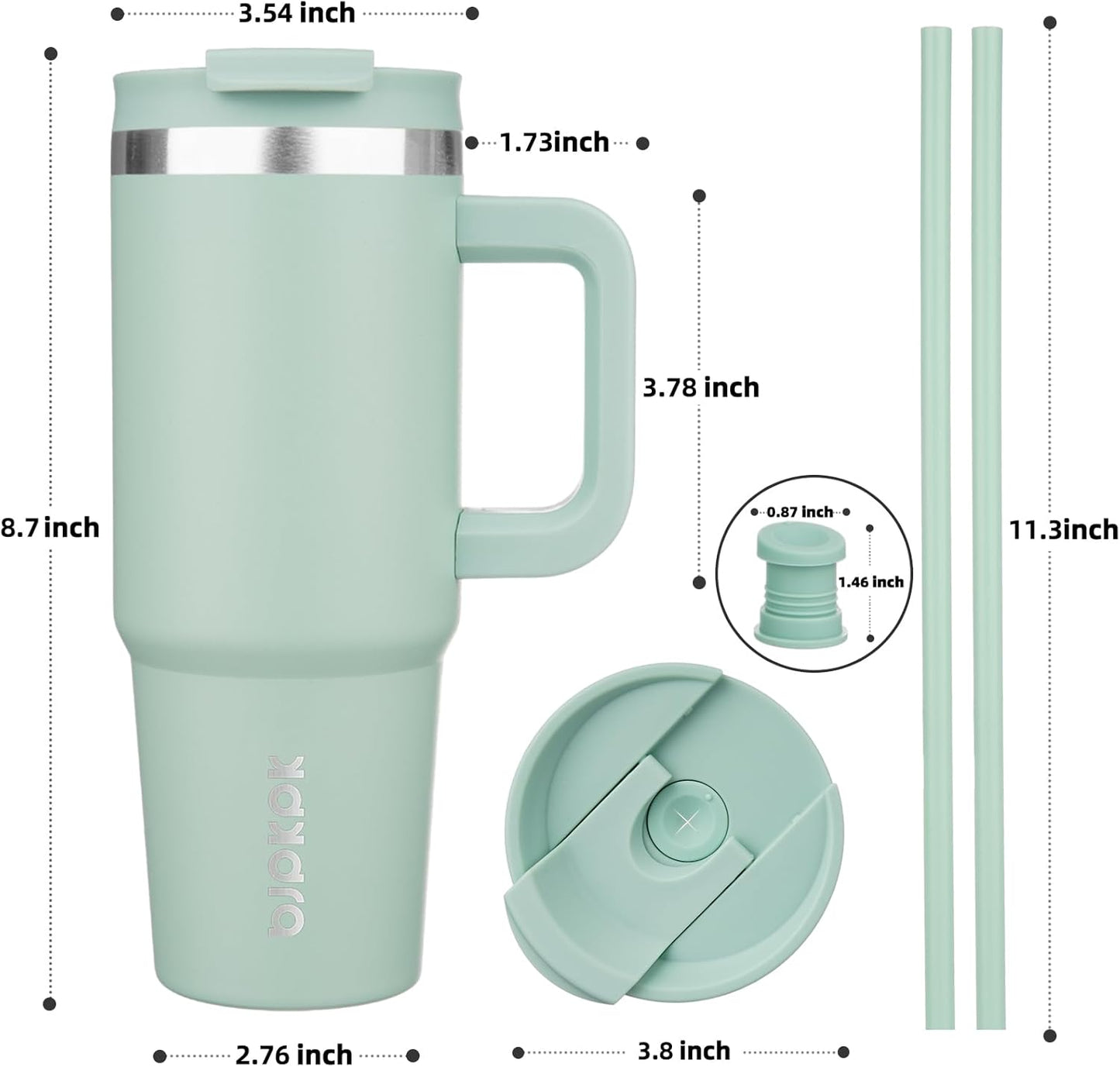 BJPKPK Insulated Tumblers With Handle And Straw 30 oz Stainless Steel Tumbler Cups With Lid,Pistachio Green