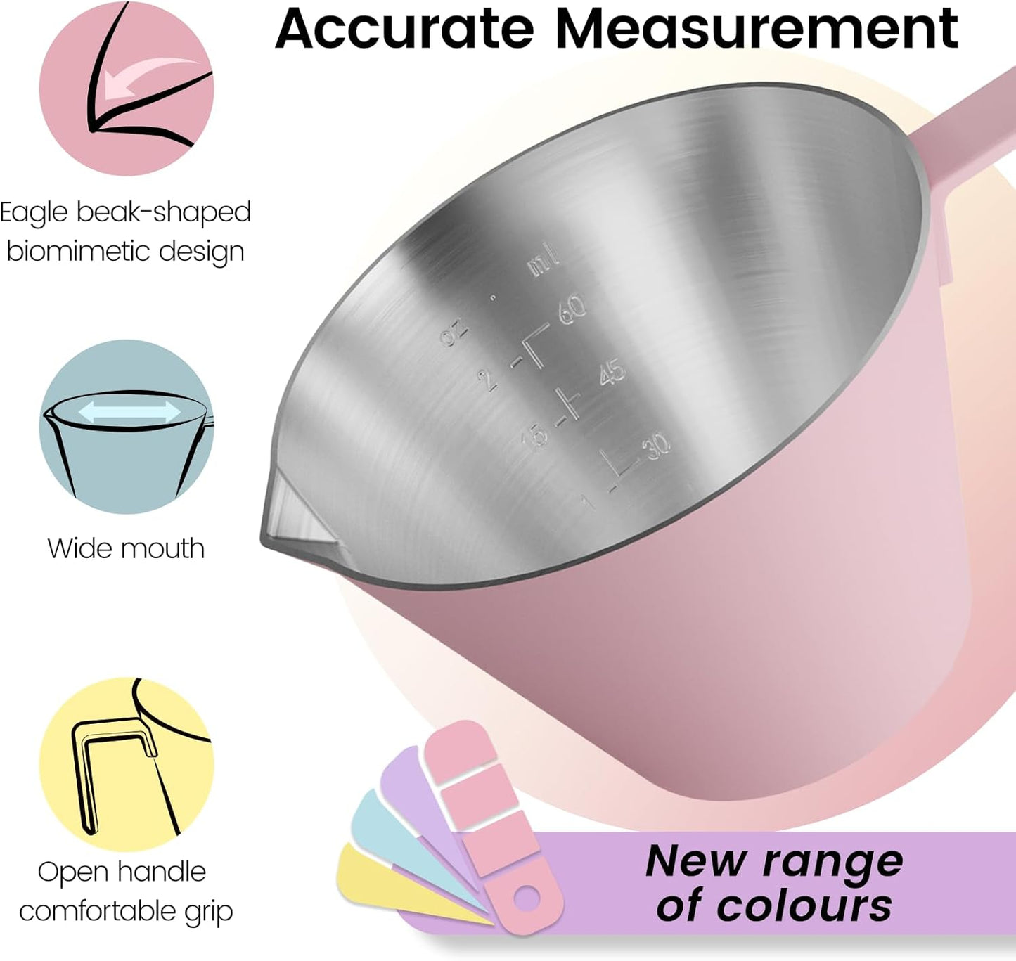 MHW-3BOMBER Espresso Measuring Cup with 3 oz Sauce Cup Espresso Shot Cup Stainless Steel Pouring Cup for Tomato Sauce|Steak Sauce|Desserts|Beverages| (Pink) G5739-OS