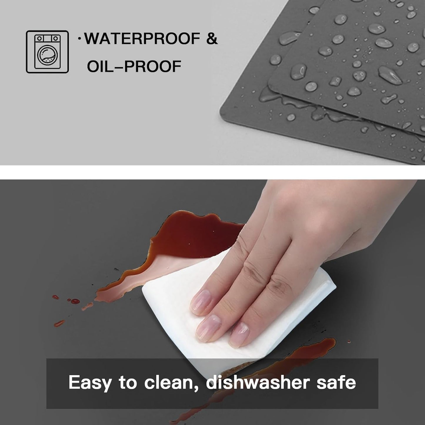 Silicone Mats for Kitchen Counter, 47.3"x23.6"(120cmx60cm) Large Heat Resistant Mat Kitchen Island Waterproof 2MM Thick Countertop Protector Mat Nons-slip Extra Large Counter Mat, Translucent Black
