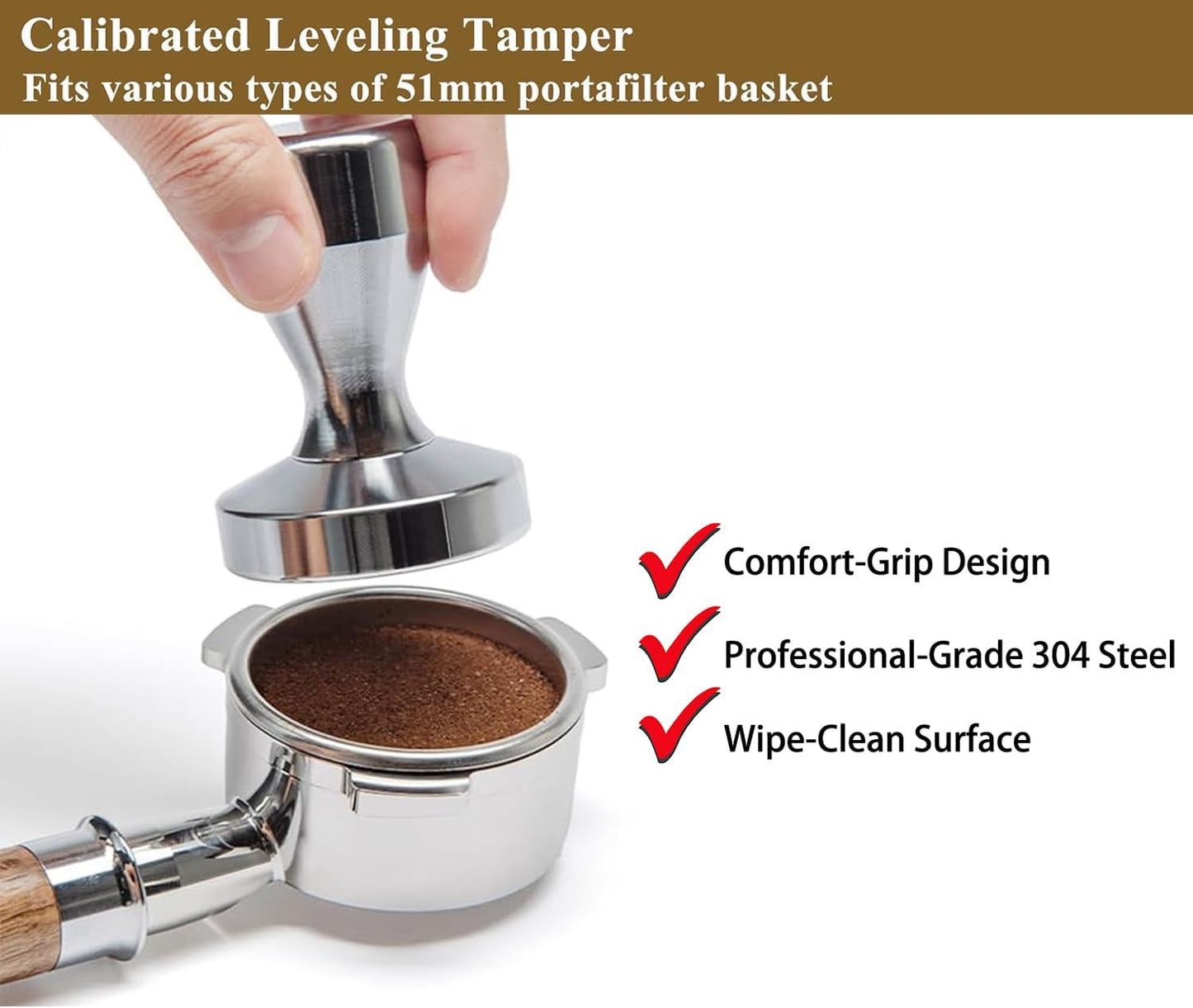 Espresso Accessories Kit 51mm Tamper: Espresso Tamper Kit with 51mm Coffee Tamper, Puck Screen, Dosing Funnel, WDT Tool, Tamper Mat | Espresso Kit Fits Espresso Coffee Machines of 51mm Portafilters