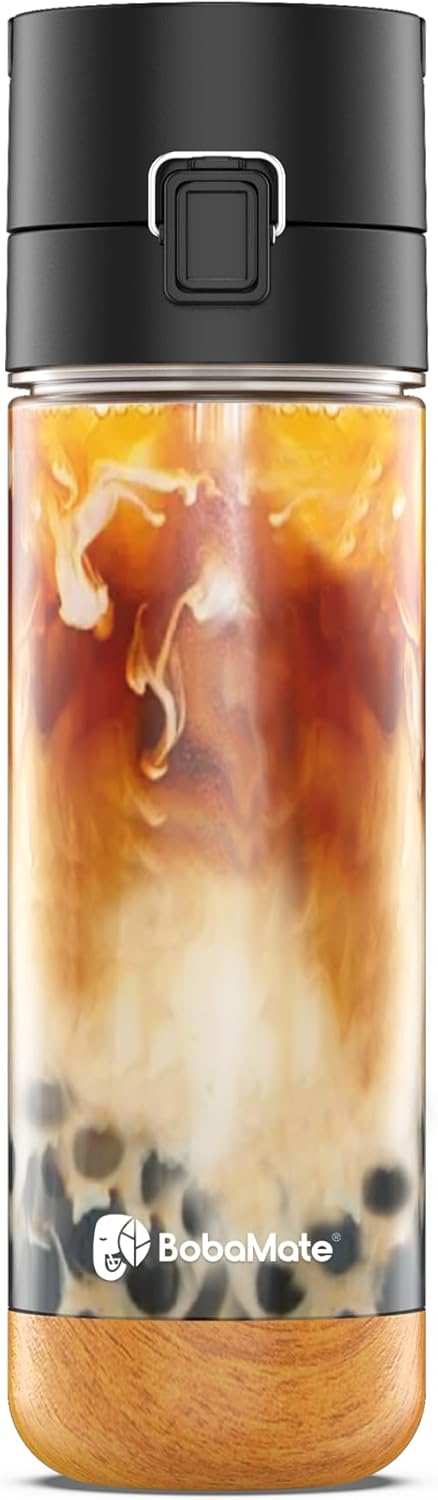 BobaMate® 25 oz Reusable Boba Cup & Tumbler with Lid, Straw, & Handle – Iced Coffee, Smoothie, Iced Matcha Cup – Spill-Proof, Shatter-Resistant, BPA-Free – Boba