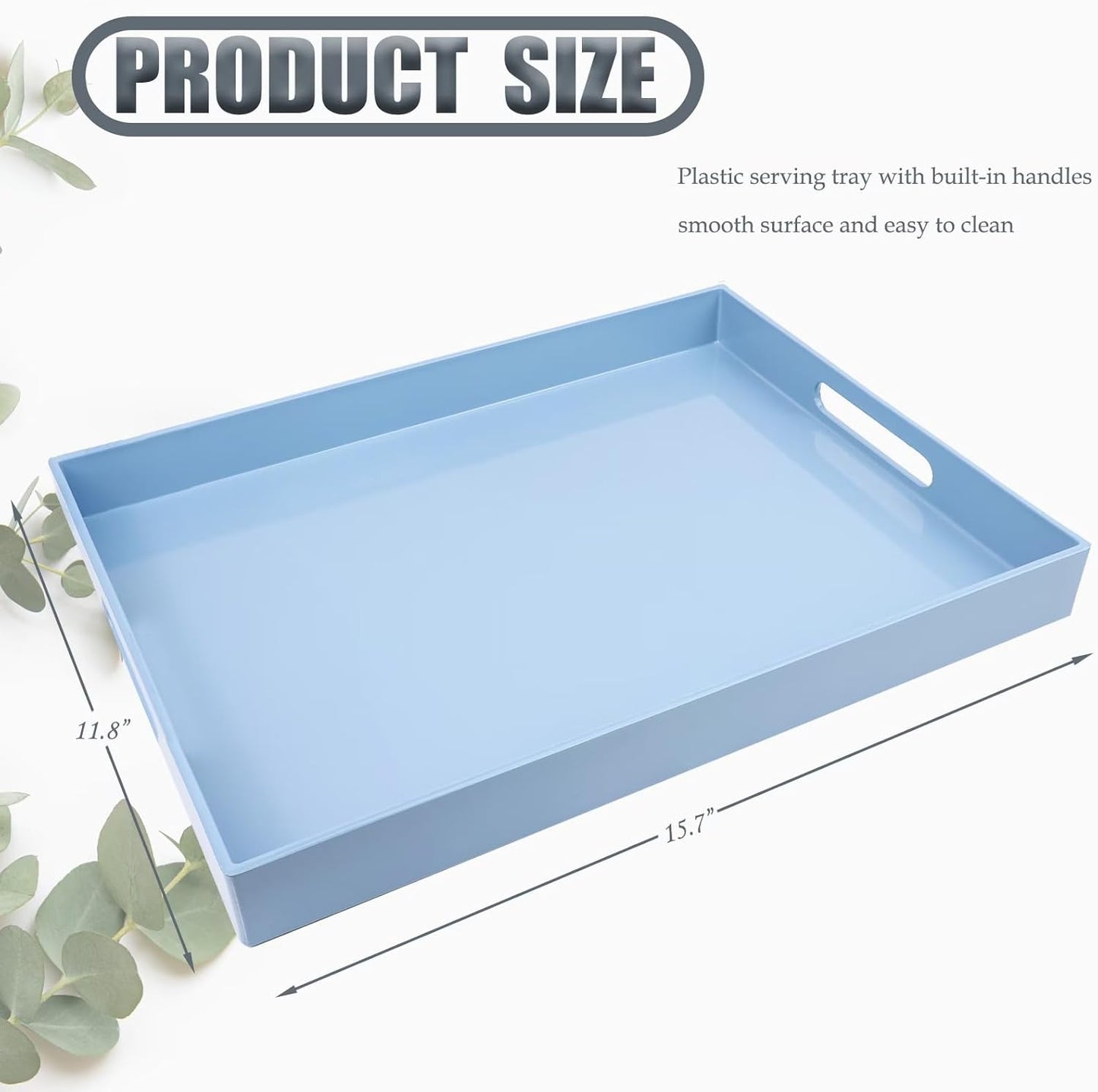 Spsyrine Serving Tray with Handles, Plastic Decorative Tray for Coffee Table, Living Room, Home Decor, 3040B