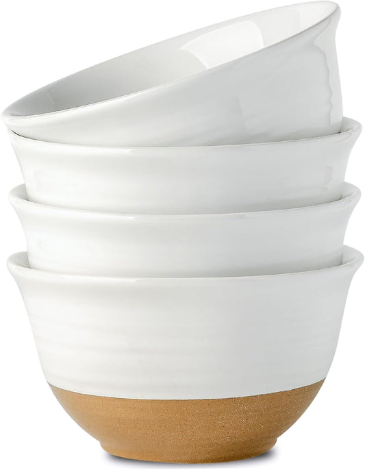 Hasense Soup Bowls, 7 Inch Large Cereal Bowls Set of 4, 40 OZ Ceramic Deep Salad Serving Bowls, Bowls Set for Pasta Pho Ramen Noodle Popcorn, Dishwasher Microwave Safe, White