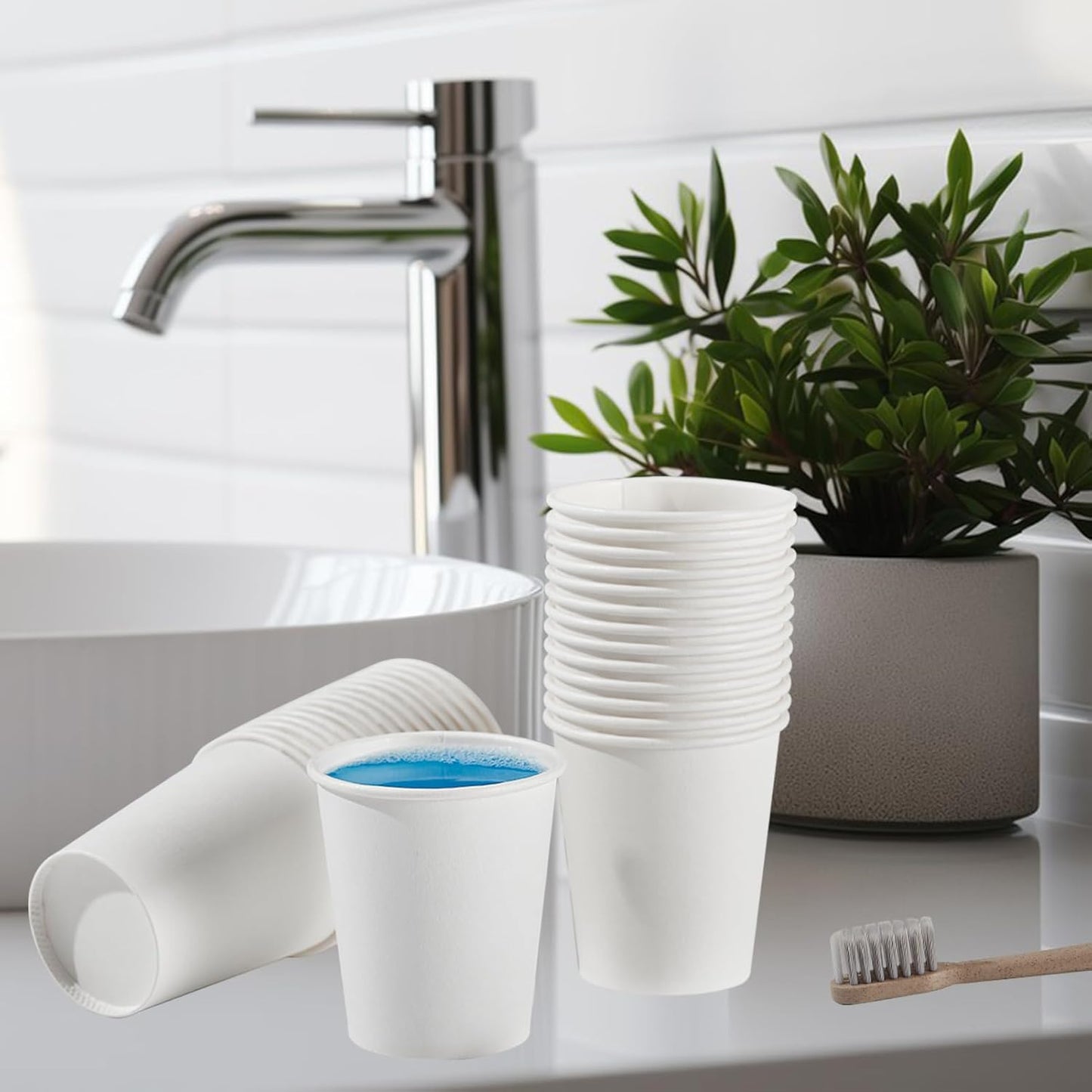 600 Pack 5 oz Paper Cups, Disposable Mini Bathroom Mouthwash Cups, Hot/Cold Drinking Cups, White Disposable Paper Cups for Bathroom, Home, Party, Office, Picnic, Travel