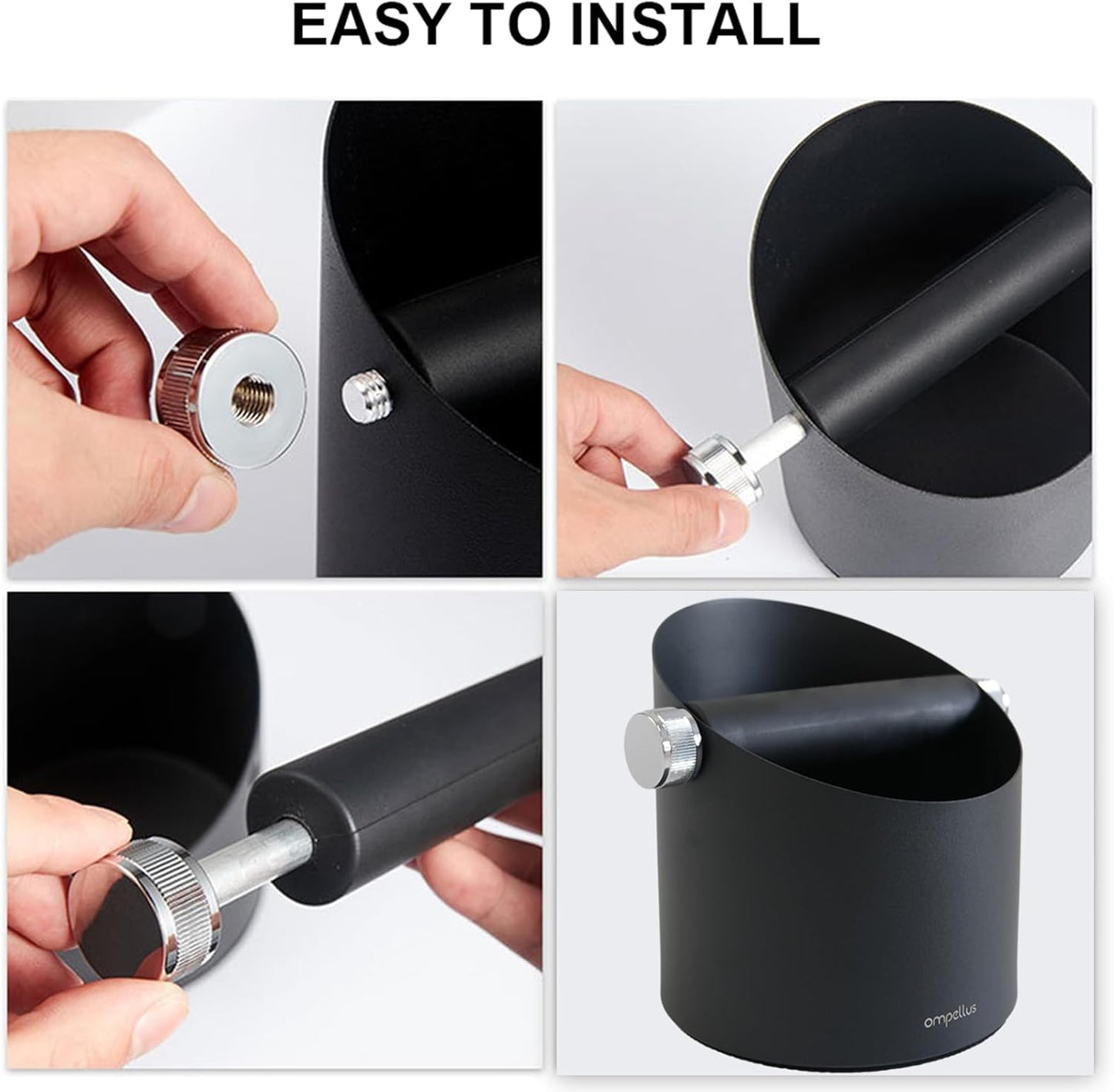 Espresso Knock Box, Large Capacity & Non-Slip Base Coffee Knock Box, Barista Tools, Espresso Machine Accessories (Silver)