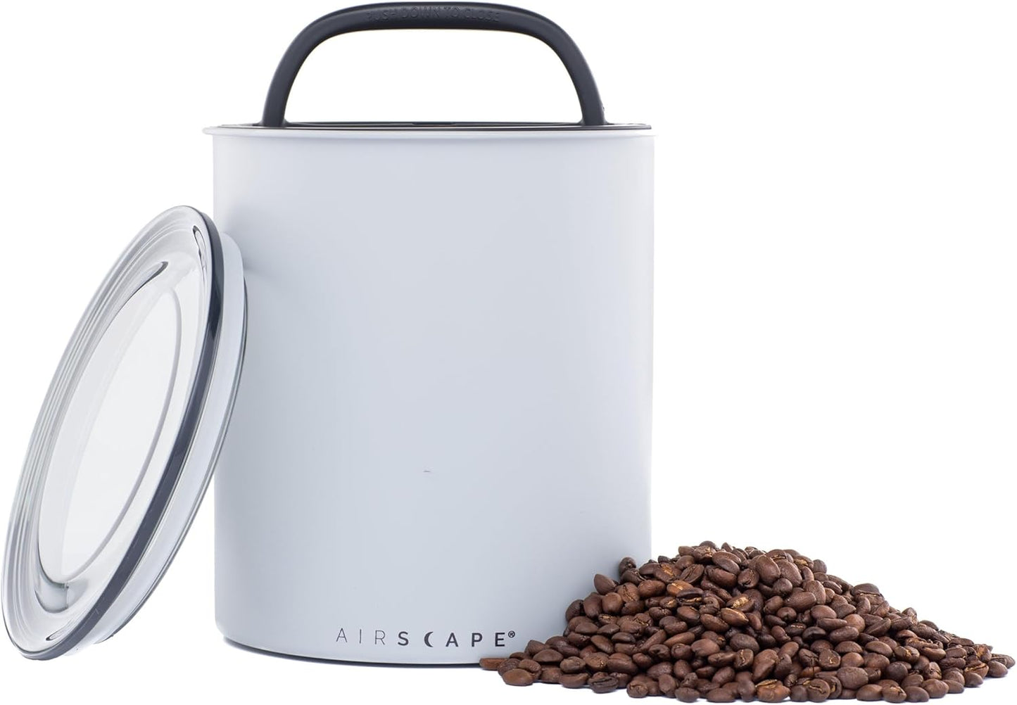 Planetary Design Airscape Kilo Coffee Storage Canister - US Patented Inner Plunger Lid Removes Excess Oxygen - Don't Buy airtight, Buy AIR-Less - Holds 2.2 lbs Coffee Beans - (Matte Gray)