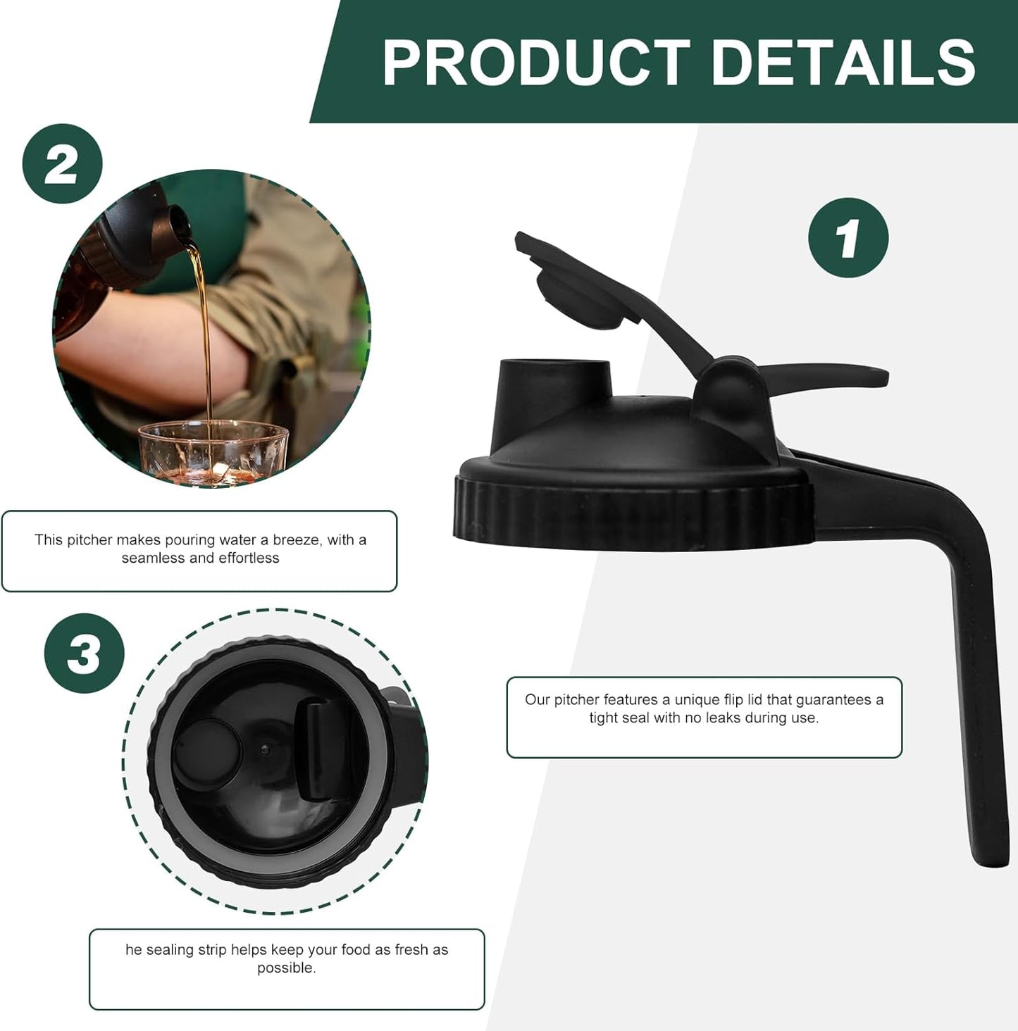 Glass Mason Jars Pitcher 64 Oz Pour Spout Lids & Handle (2 Pack) Wide Mouth Airtight Leak Proof Fridge Breast Milk Pitcher With Top Flip Cap 2 Quart Water Jug For Cold Brew Coffee, Iced Tea,