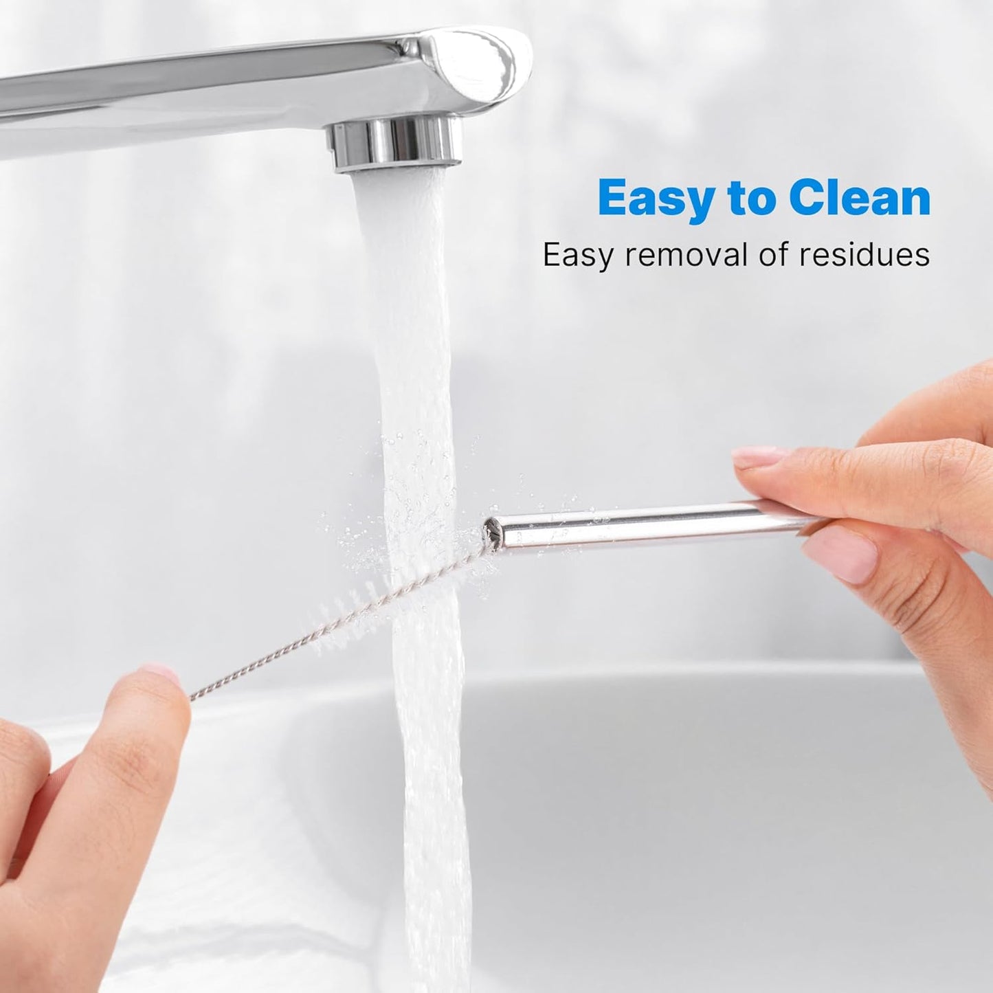 Repeatable Metal Straw with Silicone Tips for 40 oz Stanley Tumbler, 2 Pcs 40 oz Stainless Steel Straws Replacement for Stanley Tumbler, 1 Straw Brush, BPA Free（Black）