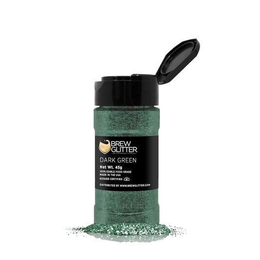 Dark Green BREW GLITTER Edible Glitter For Drinks, Cocktails, Beer, Garnish Glitter & Beverages | KOSHER & HALAL Certified | 100% Edible & Food Grade | Vegan, Gluten, Nut Free (45g Shaker, Dark Green)