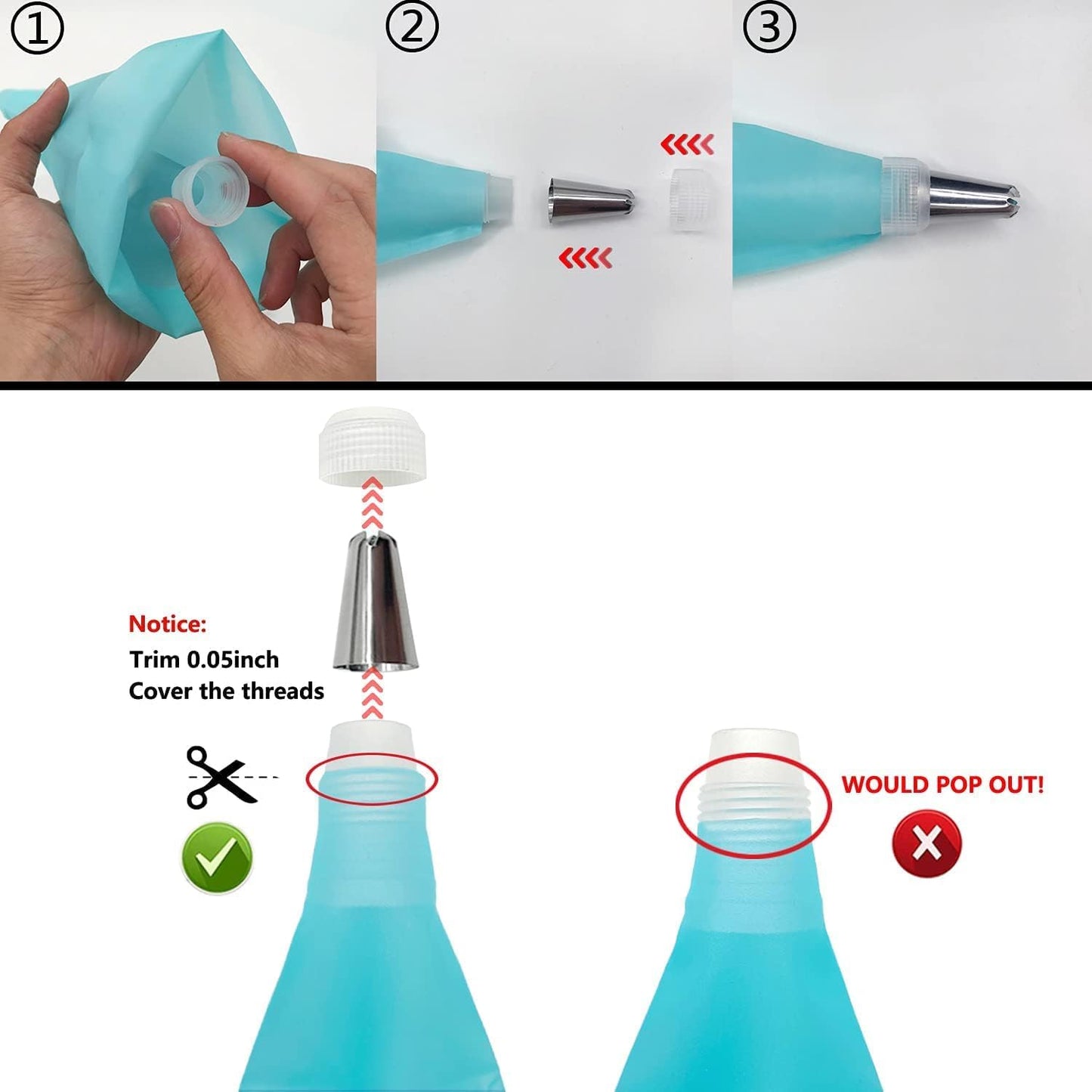 Piping Bags and Tips Set, 16" Reusable Piping Bags, Frosting Piping Kit for Baking with Pastry Bags and Tips, Standard Converters, Silicone Rings, Cake