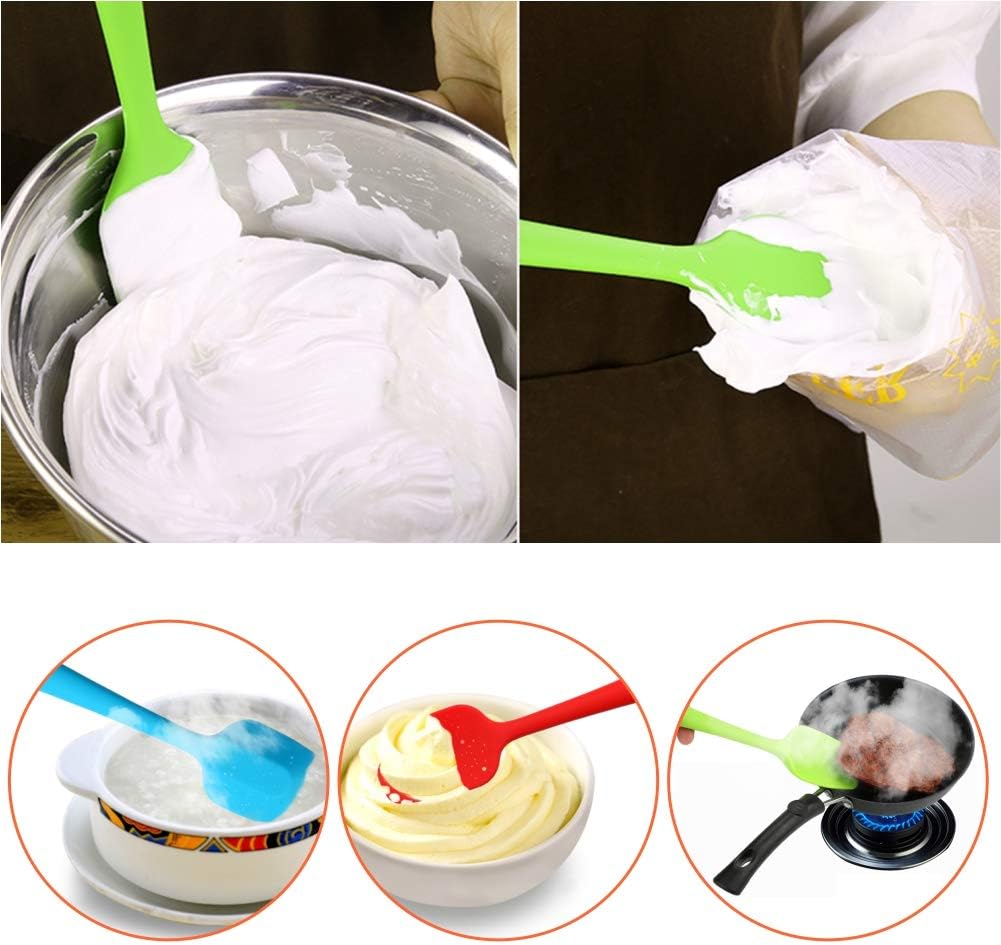 Silicone Spatulas Set, Rubber Spoon Spatula Heat Resistant Spoonula One Piece Design Seamless Spatula Non-Stick Scrapers Baking Mixing Tool (Red Set)