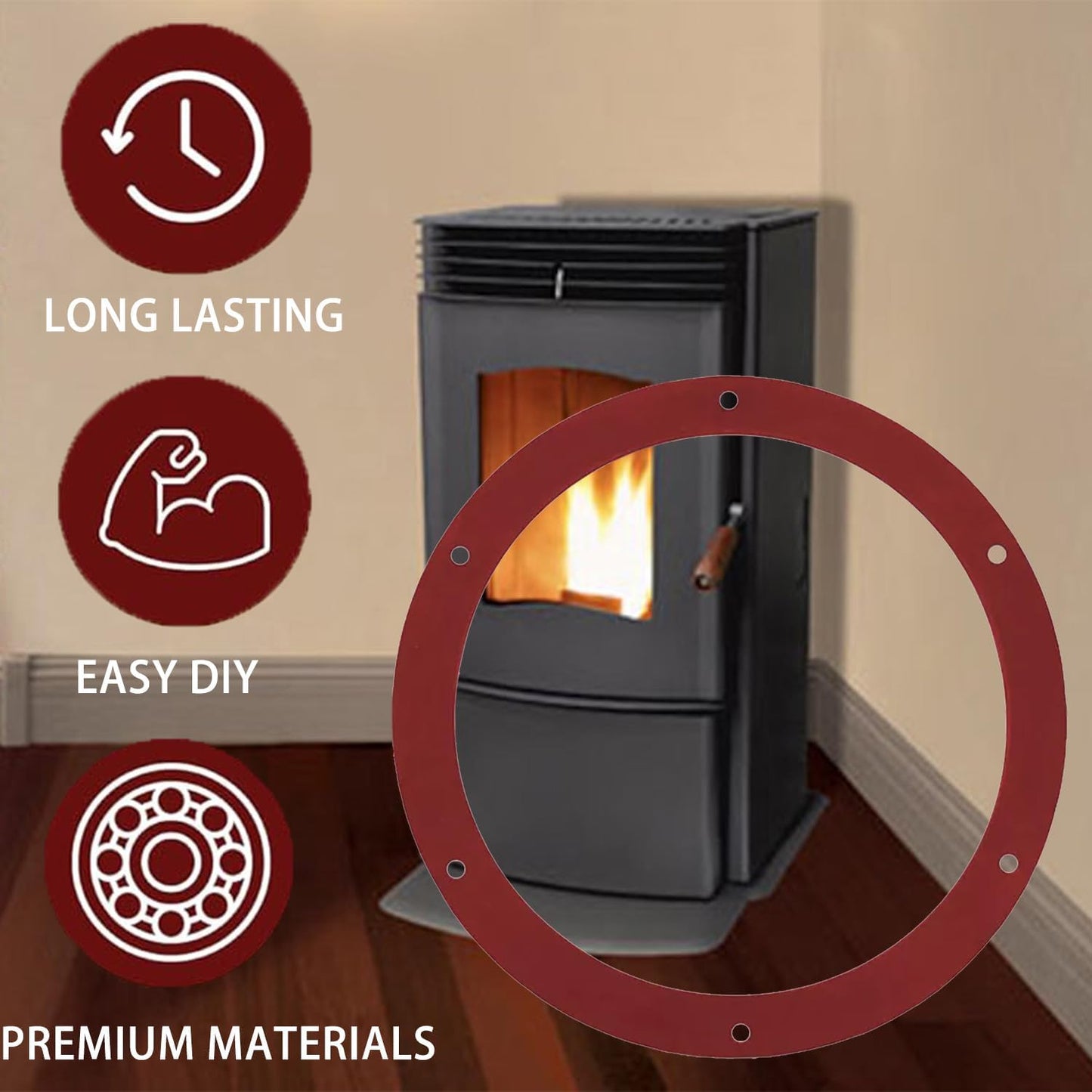 7-inch Silicone Gasket Replacement Whitfield Pellet Stove Profile 20/30 Combustion Exhaust Blower Motor Fit Part 61050041/12050011（2 Pack）