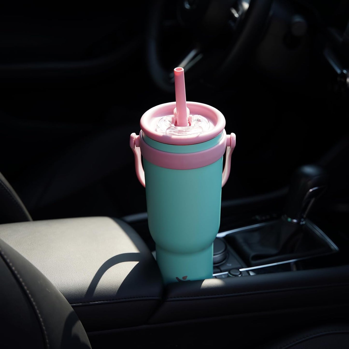 30 oz Tumbler with Side Handle, Insulated Water Bottle with Straw and 2 in 1 Lid, Stainless Steel Cup Travel Coffee Mug for Sports Office Gym,Olive Green