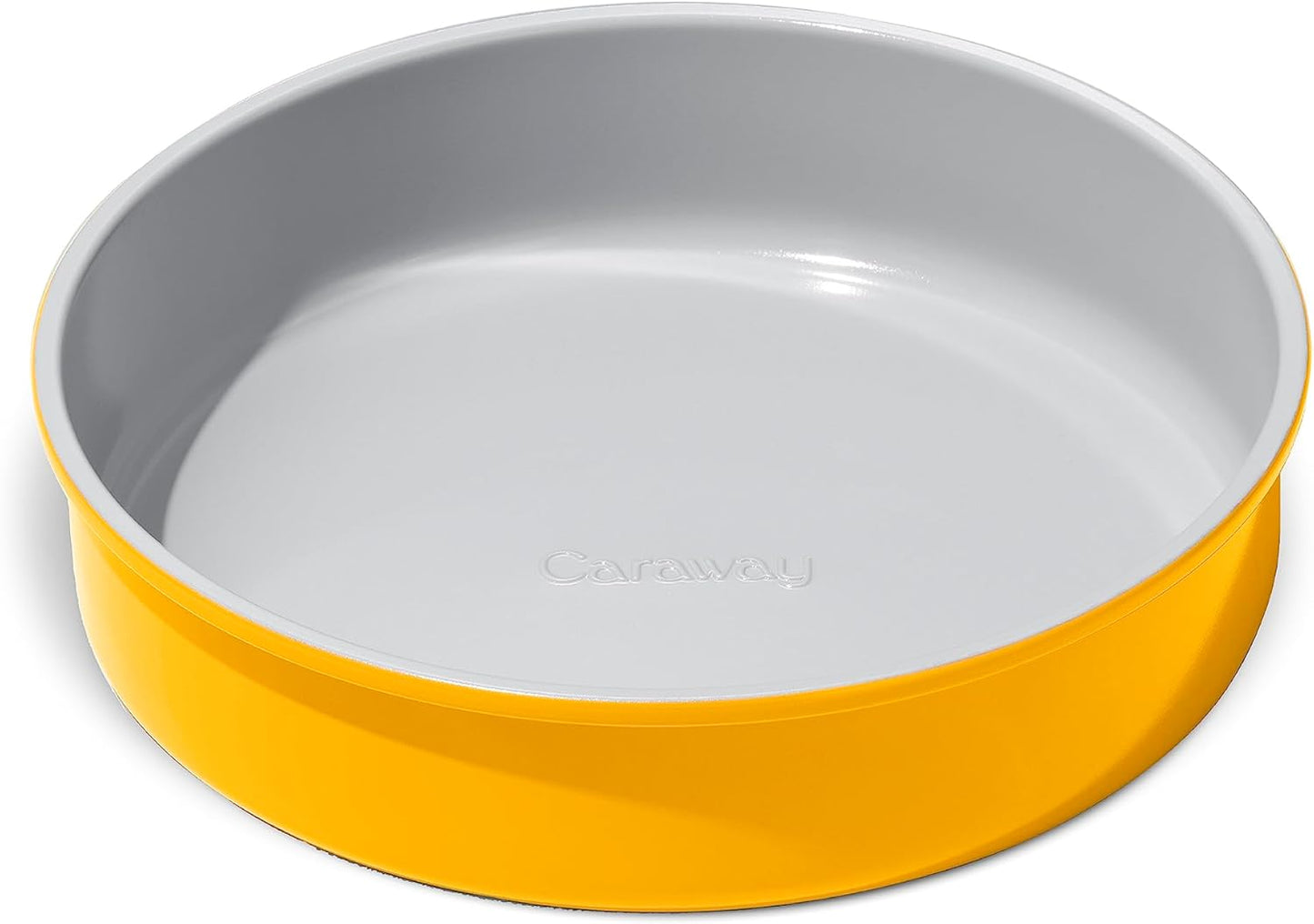 Caraway Non-Stick Ceramic 9” Circle Pan - Naturally Slick Ceramic Coating - Non-Toxic, PTFE & PFOA Free - Perfect for Birthday Cakes, Tartes, & More - Marigold