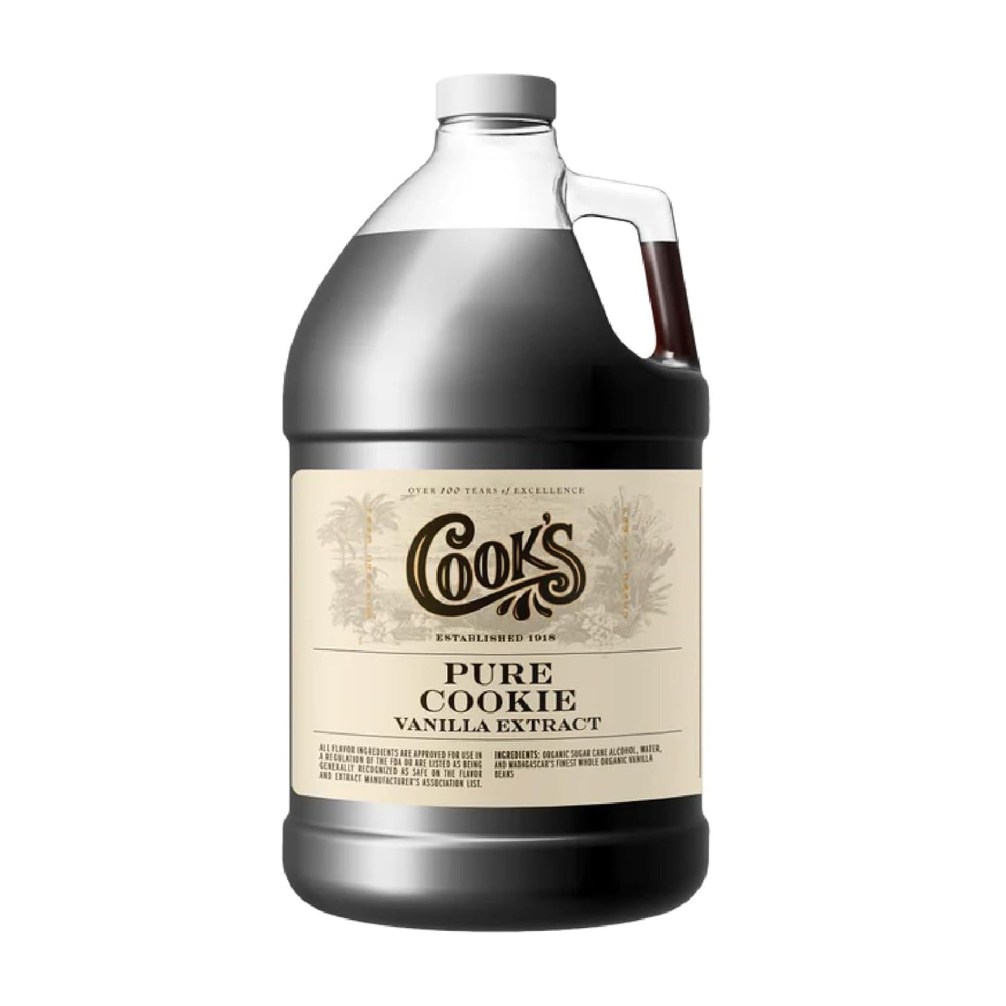 Cook's, Pure Cookie Vanilla Extract, Floral Vanilla Extract for Cakes, Cookies, Pastries, Ice Creams, 128 Ounces (1 Gallon)
