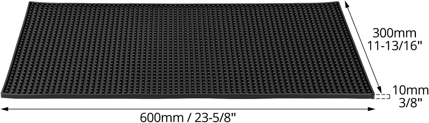 QWORK Rubber Bar Mat, 2 Pack 24" x 12" Heavy-Duty Non-Slip Bar Mat, Extra Large Dish Drying Spill Matting for KTV Bar Glass Home