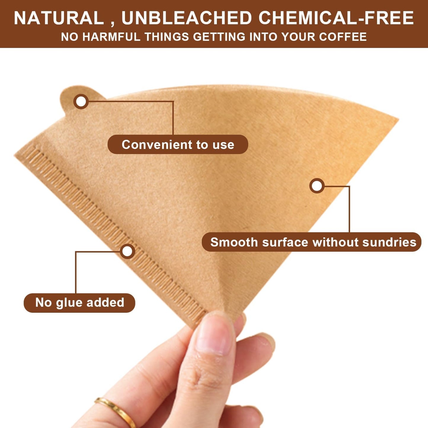 Gute 200Pcs Cone Coffee Filters, 2-4 Cups Unbleached Brown V02 Disposable Coffee Filter Paper, V-Shaped Pour Over Coffee Dripper and Drip Coffee Maker, Size 02