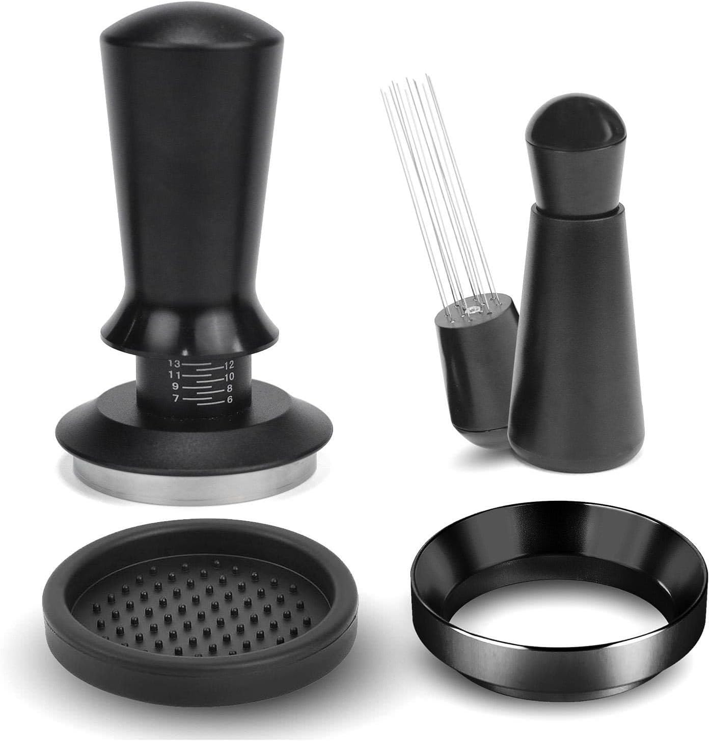 51mm Espresso Accessories Kit, Calibrated Spring Loaded Tamper, WDT Tool Espresso Machine Accessories Kit and Dosing Funnel Set, Coffee Tamper Tool and 51mm Portafilters, Barista Tools