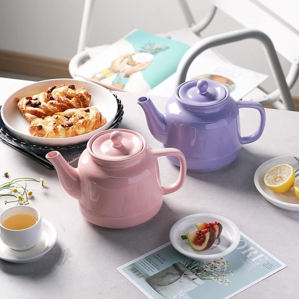 Sweejar 35 oz Porcelain Tea Pot, Teapot with Removable 18/8 Stainless Steel Infuser, Microwave & Dishwasher Safe Tea Maker, Tea Infuser Pots for Blooming loose Leaf Tea,Chrismas Women Gift(Purple)