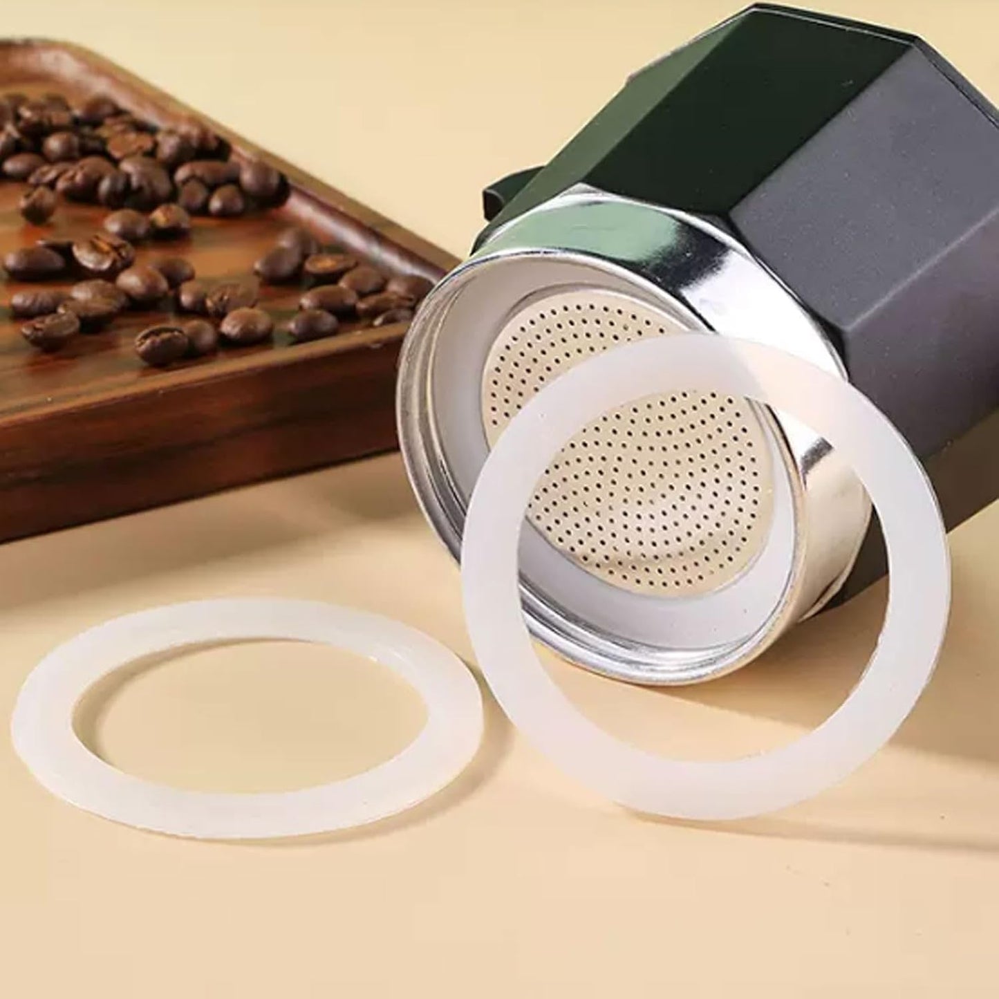 2 Pcs Filter with 3 Pcs Silicone Gasket Seals for 2 Cup Stovetop Espresso Coffee Maker Replacement Parts for DITOSH Aluminium Moka Pot
