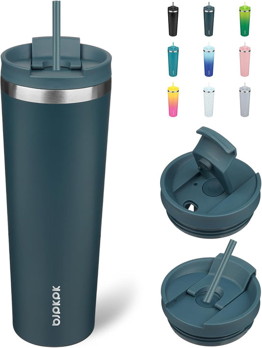 BJPKPK 30oz Stainless Steel Insulated Tumbler With lid And Straw Travel Coffee Thermal Tumblers Cup For Women And Men,Navy Blue