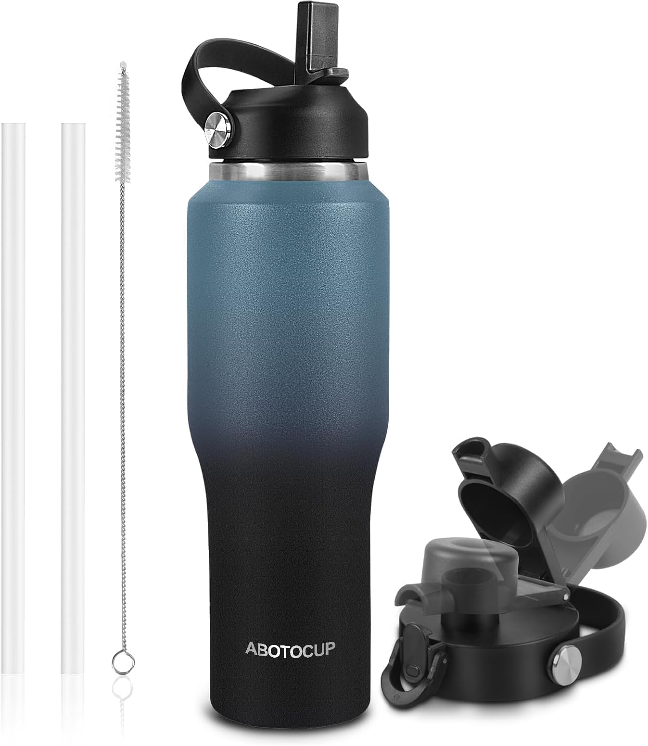 40oz Insulated Water Bottle Keep Cold 24h&Hot 12h, Double Wall Vacuum Insulated Water Bottles with Straw/Spout Lid, Stainless Steel Water Bottles that Fit in Any Car Cup Holder, Leak-proof