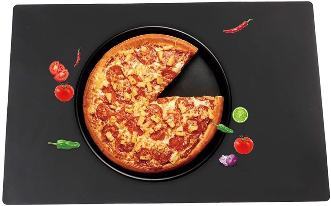 Extra Large Mulitpurpose Silicone Placemat,Countertop Protector, Kitchen Counter Mat, Table Mat, Heat Resistant, Washable, Non Slip (27.6x19.6 inch, Black-1pcs)