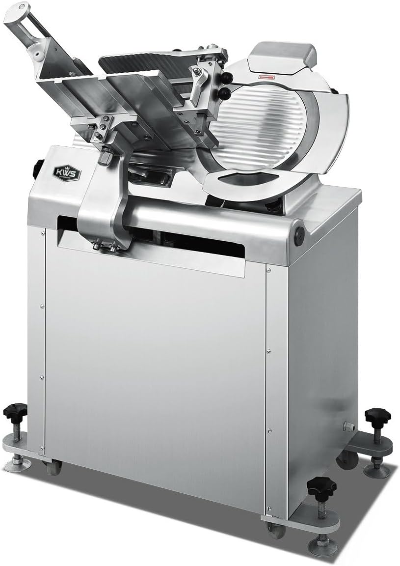 KWS MS-14A 2550W Floor Model 110V Commercial Automatic Electric Meat Slicer with Stainless Steel Blade, Frozen Meat, Food Slicer/Low Noises [ ETL, NSF Certified]